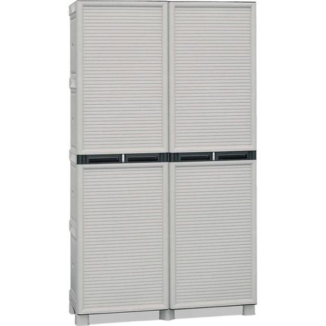 Dmora Armadio portascope da esterno o interno, Mobile a 2 ante e 3 ripiani in polipropilene, 100% Made in Italy, cm 100x39h172, colore Grigio chiaro, con imballo rinforzato (1/4)