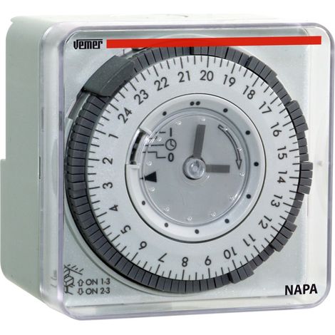 Interruttore Orario Elettromeccanico Giornaliero Vemer VP884100 Napa-D (1/7)