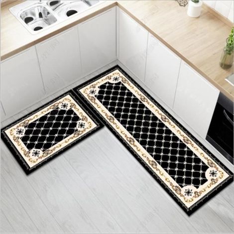 Tapis Cuisine Antidérapant Tapis Devant Evier Absorbant Décoratif 2 Pièces Taille Paillasson 40x60cm et 40x120cm (1/4)