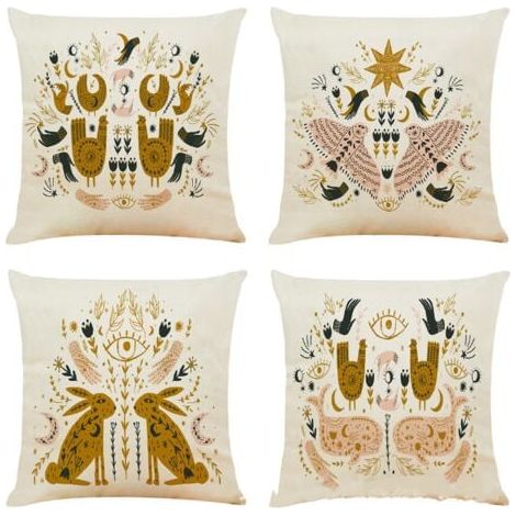 4PCS Taie d'oreiller Décorative de Noël, 45x45cm Housse de Coussin en Velours avec Taie d'oreiller à Fermeture Éclair pour Canapé Lit Voiture Maison, Blanc+Argent (1/5)