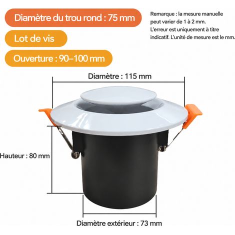 Bouche d'aération circulaire intérieure à disque n° 30 75 mm avec ressorts pour VMC 30 75mm 11,5 × 11,5 × 8 cm 110 g – Livraison gratuite