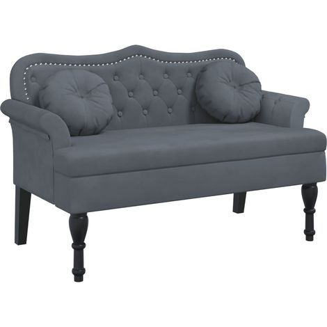Banc avec coussins gris foncé 120,5x65x75 velours (1/5)