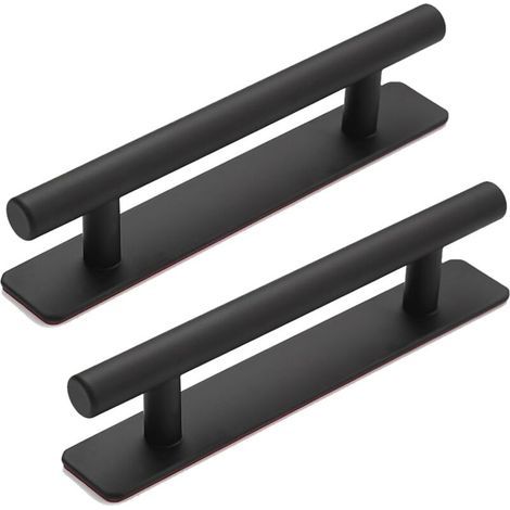 Poignée de porte coulissante autocollante 2 pièces – Alliage aluminium 150x25mm – Installation sans perforation – Design moderne noir mat (1/5)