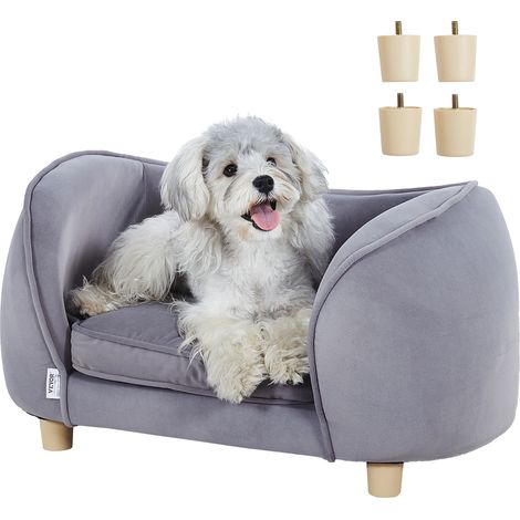 VEVOR Sofá para Mascotas, Sofá para Perros Pequeños y Gatos, Sofá Cama Suave y Aterciopelado para Perros, Sofá para Gatos con Carga de 30 kg, 685 x 380 x 380 mm, Gris Oscuro, Peso de Sofá de 3,9 kg