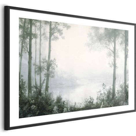 Poster – Ein Wald und ein Teich in patiniertem Grün (1/4)