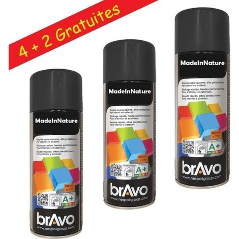 Lot Aérosol Peinture, Bombe en Spray de 400 ml, Coloris Ral au choix, Mat - Lot de 6 - RAL 9005 Noir. (1/5)