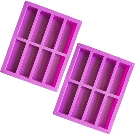 Lot de 2 moules rectangulaires en silicone pour barre granola - Moules en silicone pour barre de chocolat - Moules pour pain au caramel, pain, muffin, brownie, pain de maïs, cheesecake