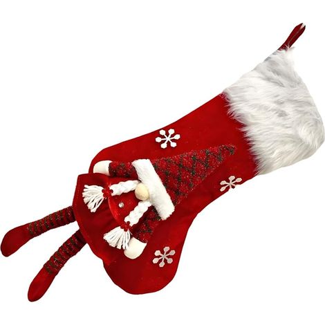 Bas De Noël Pochette Cadeau de Noël Chaussettes de Noël Design Nain pour Cheminée Décoration Murale Pour Maison et Arbre de Noël (1/5)
