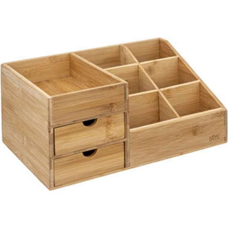 Organiseur 2 Tiroirs "Bambou" 33cm Naturel (1/5)