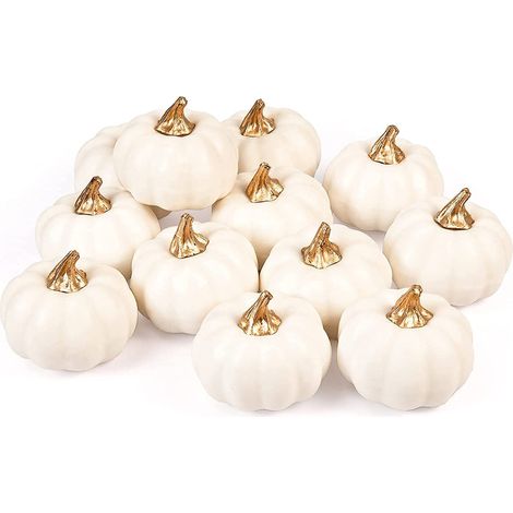 Lot de 12 citrouilles artificielles en mousse pour décoration d'automne, Halloween et Thanksgiving (1/5)