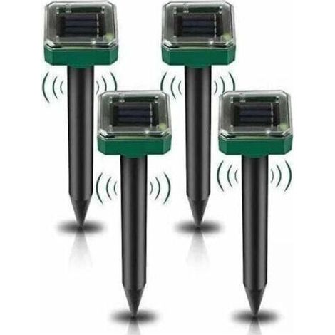 4 Pack Solar Ultrasonic Mole Repellent, Solar Mouse Repeller Outdoor for Gardens Moles Voles Gophers Snakes or Other Rodents (1/5)