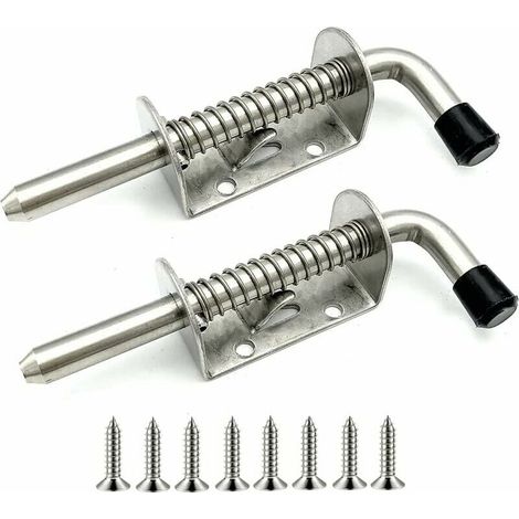 Ulisem 2 Piezas Cerradura de Puerta de Garaje de Acero Inoxidable Pestillo de Resorte Pestillo de Puerta de Acero Adecuado para Cobertizo de Puerta de Garaje (128 mm) (1/4)