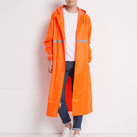Imperméable Long Orange XL - Poncho de Pluie Réfléchissant Épais, Veste Imperméable Réutilisable pour Extérieur (1/5)