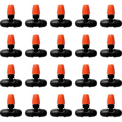 20 Stück Dreiwege-Zerstäuberdüsen für 4/7-mm-Schläuche, verstellbare Mikro-Sprühdüsen, Bewässerungsdüsen für Garten, Rasen, Orange-Crezuo