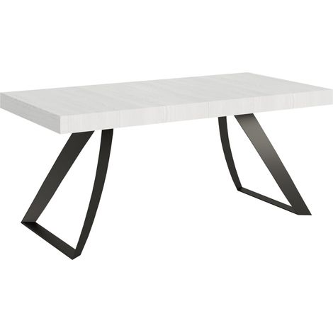 Tavolo "Alessandria" allungabile in legno per sala da pranzo -Fisso 160 cm / Classic / Bianco Frassino (1/4)