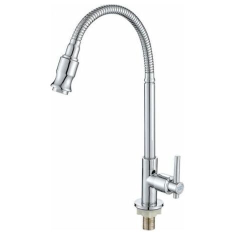 VURAHOME – Outdoor-Küchenarmatur, 360° drehbar, Einloch-Einzelgriff, Kaltwasser-Küchenarmatur, Wäscherei-Wasserhahn, Einzelküche, Kaltwasser-Wasserhahn, Waschen, Gemüse, Waschbecken, vertikales Waschb (1/5)