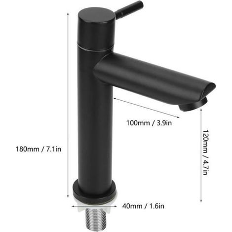 robinet d'évier Robinet d'eau froide simple de robinet de lavabo en acier inoxydable G1 / 2in pour toilette de salle de (1/4)