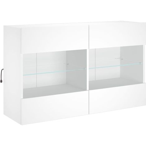 Mobile TV multimediale mensola TV credenza mobile TV parete attrezzata per sala da pranzo soggiorno camera da letto con luci LED 98,5 x 30 x 60,5 cm bianco 020027930