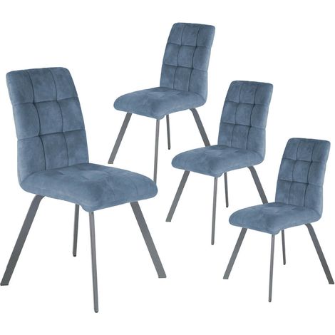 JOHN - Lot de 4 Chaises Capitonnées Bleu Gris (1/2)