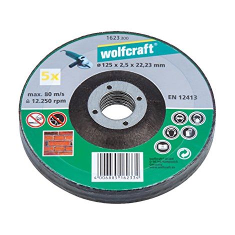 Wolfcraft 1623300 Disco da taglio con centro depresso 125 mm 5 pz. Pietra (1/3)
