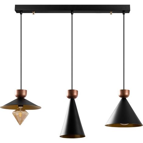 Regleta de techo Momo Mix Negro/Cobre (3 luces) (1/5)