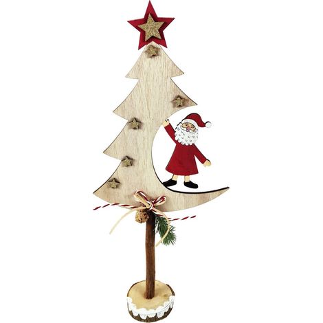 TrendLine Dekofigur Holz Tannenbaum Weihnachtsmann 45 x 42 x 52 cm mehrfarbig Figur