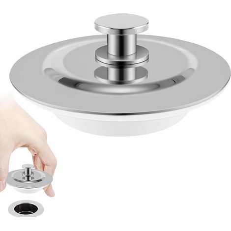 1 Bouchon de vidange, Acier inoxydable, Silicone, Ouverture 42-45mm, Universel, Évier, Baignoire (1/5)