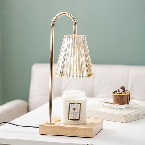 Scaldacandele elettrico regolabile con lampadina aromatica per casa, ufficio, camera da letto, soggiorno, idea regalo (colore champagne con timer) (1/5)