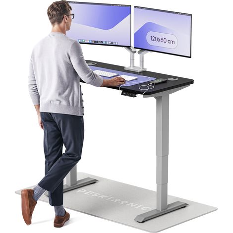 Desktronic Bureau assis debout HomePro - 120x60cm - Gris/Noir