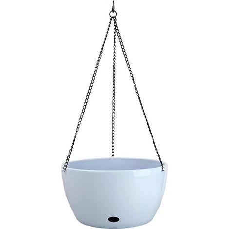 Pots suspendus plastique 20 cm avec drainage et chaînette, pour fleurs, pothos, fougères, lierre, succulentes, décoration estivale bleue (1/5)