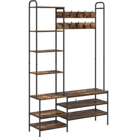 Coat Stand with Shoes Bench Smoked Oak 120.5 x 34 x 190 cm vidaXL (1/5)