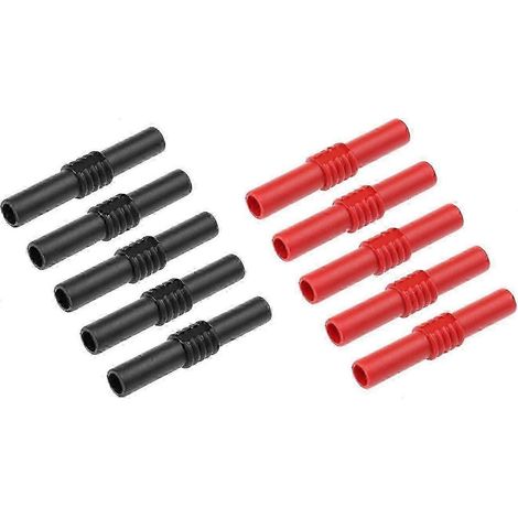 Lot de 10 coupleurs femelles-femelles isolés de 4 mm à fiches bananes pour cordons de test électriques, noir et rouge SZRH AF (1/5)