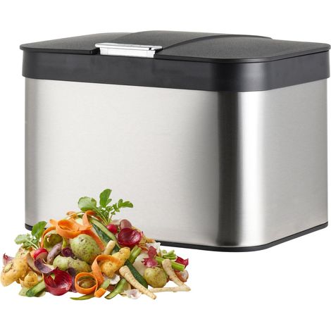 Pattumiera da cucina in acciaio inox, 4,5 litri, con coperchio a tenuta stagna. (1/5)