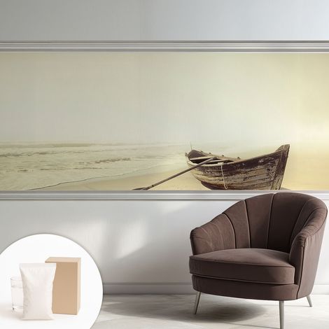 Tapete Vliestapete mit Kleber - Wanddekoration - Wandfolie - 3D Tapete Wand - Wohnungsdeko Küstenruhe 250x104 cm (1/5)