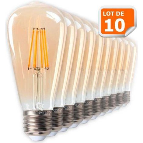 Lot de 10 Ampoules LED Style Vintage Teardrop ST64 Doré 7 Watts Blanc Très Chaud Culot E27 (1/4)