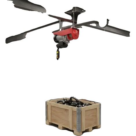 Cabrestante eléctrico, capacidad de 200 kg a 400 kg, altura de elevación de 12 m, color rojo. (1/2)