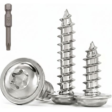 Lot de 100 vis à tôle à tête plate Torx M4 x 25 mm (1/5)