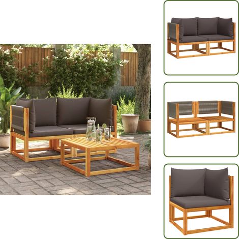 Garten-Ecksofas mit Kissen 2 Stk. Massivholz Akazie - Eckbank - Gartenecke - Holzsessel - Esszimmergarnitur - Balkonmöbel (1/5)