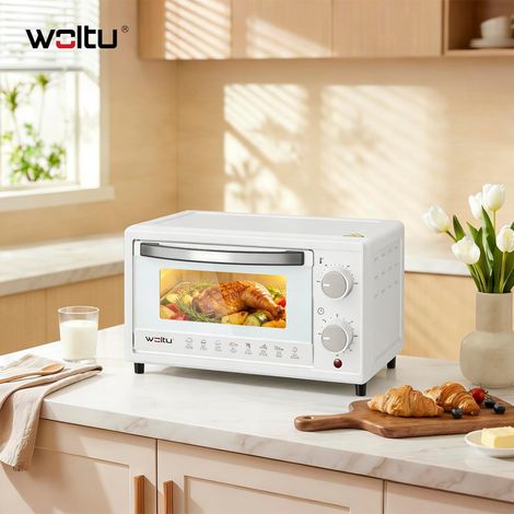 Woltu – Mini four électrique 10L – 4 modes de cuisson – Température 100-230°C – Minuterie 0-60 min – Dimensions 365x285x221mm – Blanc