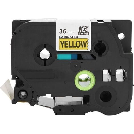 Machine à étiquettes 36mm avec ruban laminé compatible Brother PT-9700PC, PT-9800PCN, PT-3600, texte noir sur fond jaune (1/5)