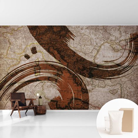 Papier peint intissé à motifs décoratifs pour salon chambre et bureau Décoration murale élégante avec colle Carte artistique 416x254 cm (1/5)