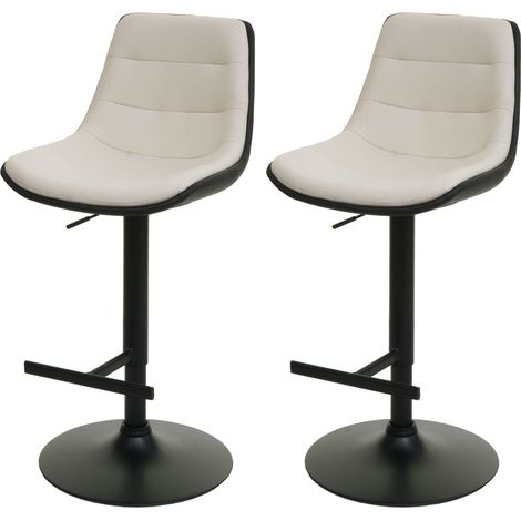 Coppia sgabelli girevoli regolabili con poggiapiedi HHG-528 ecopelle avorio beige e nero