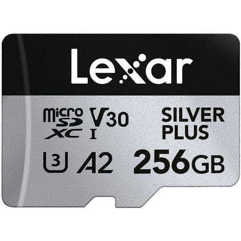 Carte mémoire Lexar Silver Plus 256 Go TF pour appareil photo de téléphone U3, vitesse de lecture de 205 Mo/s (1/5)
