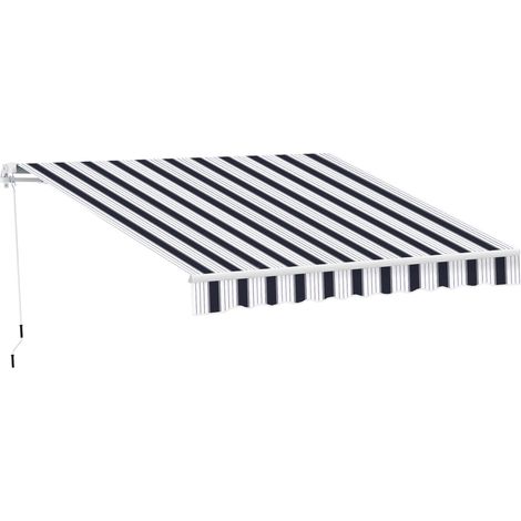 Store banne à enrouleur manuel 2,5 x 2 m en aluminium et polyester, bleu et blanc (1/5)