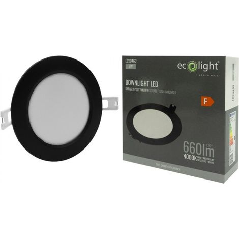 Spot encastré rond noir 12cm LED 6W 4000K IP20 Ecolight (1/4)