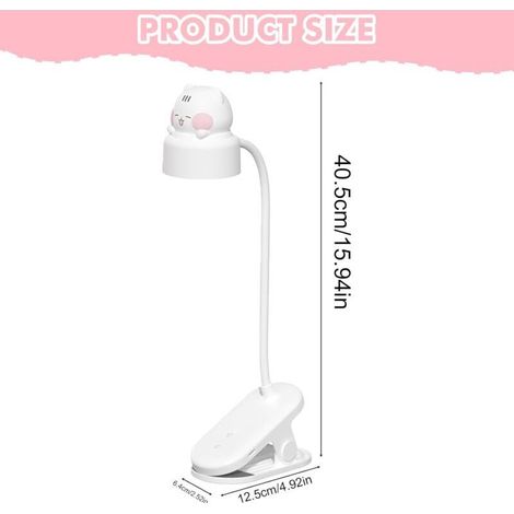 Lampe de lecture 2 en 1 Little White Bear : Lampe Clip Rechargeable, lampe de chevet flexible à 360° avec 3 modes de luminosité, rechargeable par USB pour étudier et travailler (blanc) (1/5)