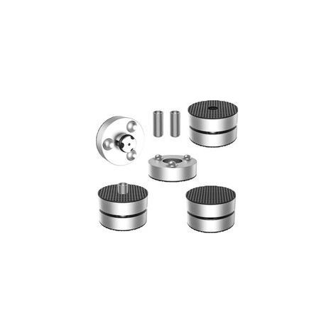 Lot de 4 pieds de haut parleur Amortisseurs de vibrations En aluminium Avec perle d'absorption des chocs Pour haut parleurs Argenté (1/5)