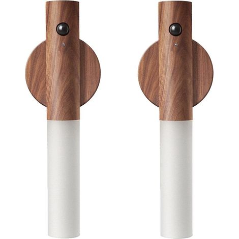 Veilleuse LED magnétique murale, lampe pour placard de cuisine, armoire, escalier, chambre, table, lampe mobile, noyer (1/5)