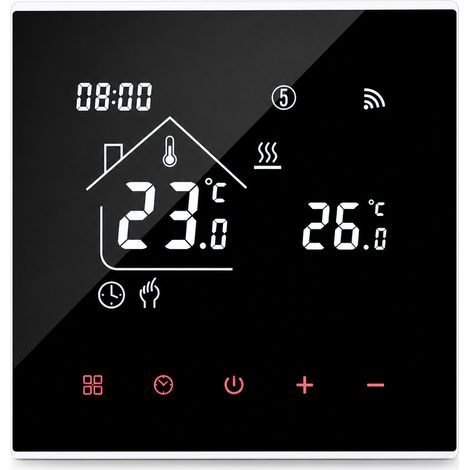 Thermostat WiFi Intelligent pour Plancher Chauffant à Eau M4A Noir 3A, Contrôle à Distance par Smartphone (1/5)