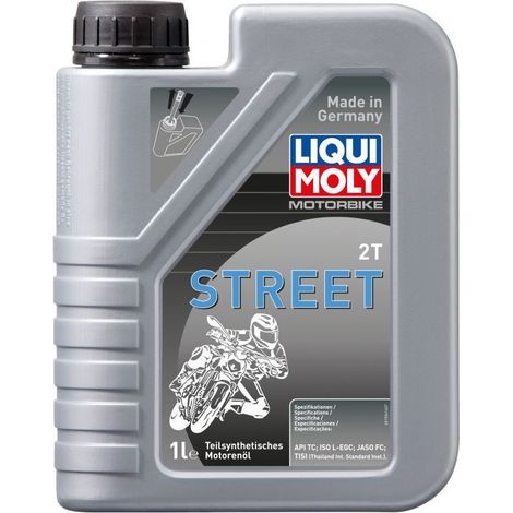 Aceite de motor semisintético Liqui Moly para motocicletas de 2 tiempos y uso urbano, 1 litro.